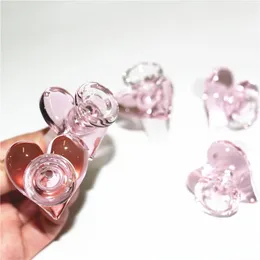 Shisha-Glasschalen, rosafarbene Herzform, 14 mm, männlich, trockenes Kräutertabak, Schüsselstück für Glas-Wasserbongs