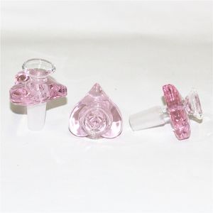 Narguilé bols en verre rose amour coeur en forme de coeur 14mm masculin tabac à tabac à tabac pour bangs d'eau de verre