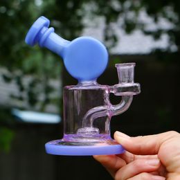 Hookah Glass Dab Rig Glass Bong Puff Recycler Pipas para fumar Mini Oil Dab Rig Cabezal de ducha Filtro de burbujas Perc Tuberías de agua Shisha Ash Catcher 14 mm Joint Bowl al por mayor