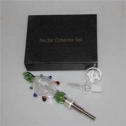 Hookah Glass NC Kit con clavos de titanio Punta de bola Puntas de cuarzo Pipas para fumar Dab Straw Oil Rigs accesorios para fumar mini burbujeador bong colector de néctar conjunto