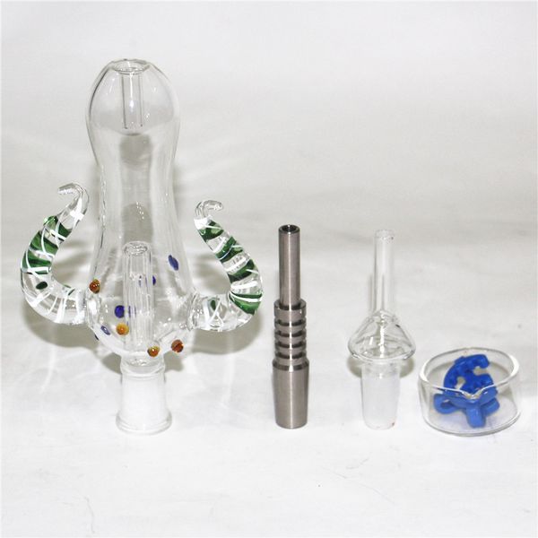 Kit de Bong de néctar de vidrio para cachimba con plato Dabber de uñas de titanio y cuarzo, plataforma Dab para tubería de agua de vidrio de 14mm y 18mm