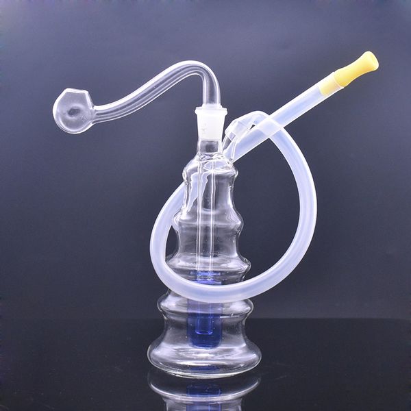 Quemador de aceite de vidrio Hookah Bong perfecto para usar tuberías de agua de bolsillo para Bongs Ashcatcher Pequeño Mini Dab Rig Bong para fumar embriagador con recipiente de aceite y manguera más barato