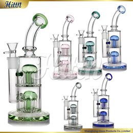 Percolateur en verre de narguilage Bubble Bubbler Pipe d'eau Double 8 bras d'arbre Perc 5 mm Pyrex Verre Fumer Pipe de tabagisme Dry Herb Tobacco Pipe de tabac 10,5 pouces