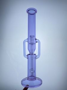 Hookah Glass Purple CFL Bong Recycler 14 mm Pipa para fumar conjunta Plataformas petroleras 16 pulgadas
