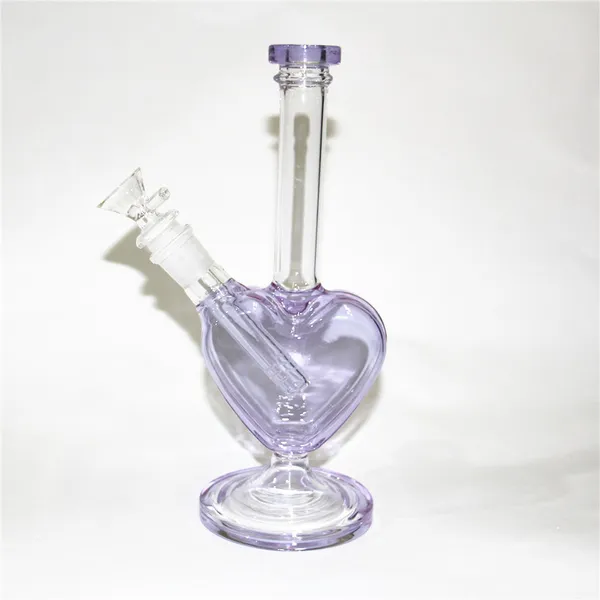 Hookah Heart forma de vidrio bong color rosa plataforma de aceite dab de aceite de vidrio burbuje