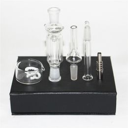 Kit de bang de nectar narguilé avec pointe en titane et naillon de quartz plat de nœuds 10 mm en verre tuyaux d'eau mini-bangs en verre