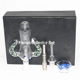 Kits de bong de néctar de Hookah Mini Rig Dab Tipa de agua de vidrio con Titanium Nail Silicone Container Mat Tool Dabber