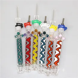 Hookah Nectar Glass Pipe Kit con puntas de cuarzo Accesorios para fumar Straw Oil Dab Rigs Heady Color Smoking Pipes NC