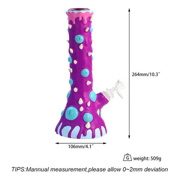 Hookah Pyrex Beaker Tubos de vidrio de 10,3 pulgadas de espesor Estilo de diente Pipa para fumar Hookahs Bong Dab Rig Pipa de agua Cera con recipiente de vidrio y vástago inferior