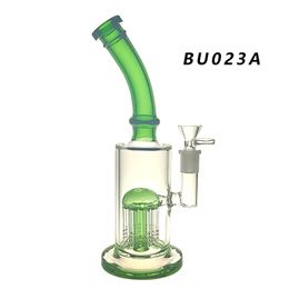 Narguilé Recycler plate-forme pétrolière Bubbler bongs 10 pouces hauteur et perc avec bol en verre 14mm poids 520g BU23A