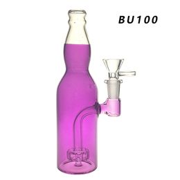 Hookah Recycler Oil Rig Bubbler bongs 8 pulgadas de altura y perc con recipiente de vidrio de 14 mm 150 g de peso BU100