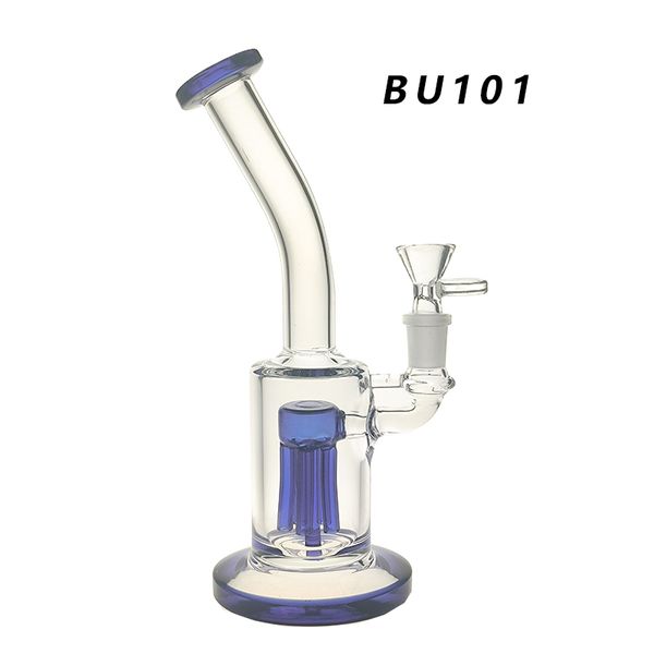 Hookah Recycler Oil Rig Bubbler Bongs 9 pouces Hauteur et perc avec bol en verre de 14 mm, poids de 350 g BU101