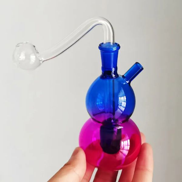 Narguilé Set Fumer Shisha Verre Huile Rig Bong Cendres Catchers pour Bongs Percolater Bubbler Brûleur avec Bol À Tabac Tuyau En Silicone Gourd Forme ZZ