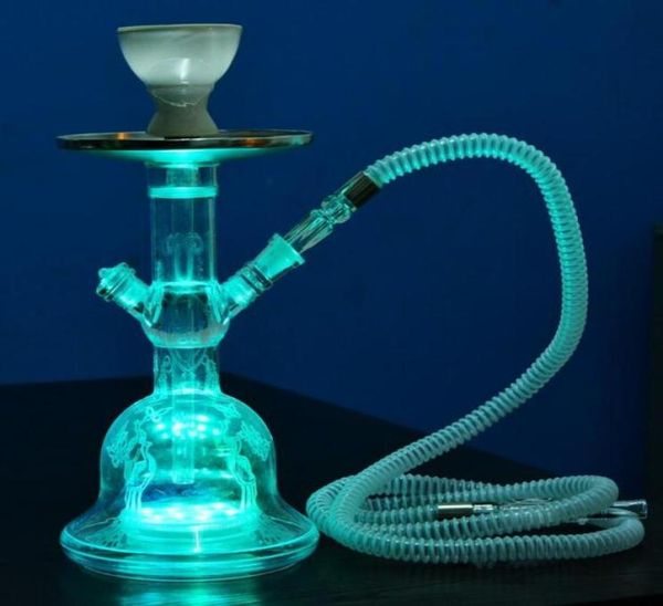 Narguilé Shisha Bong Pipe Set Cool Bol En Céramique LED Tige Arabe Vase En Verre Outils 3 couleurs 126 pouces Hauteur Un Tuyau citrouille dia7712318