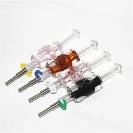 Hookah Skull Glass Nectar Kit con puntas de cuarzo Dab Straw Oil Rigs Silicone Smoking Pipe smoke ash catcher para bong