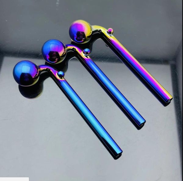 Narguilé Fumer Pipe Coloré Classique bong Galvanoplastie couleur de pulvérisation allongée chaudière incurvée en verre