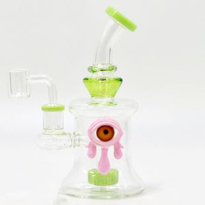 Hookah Solid Base Eye Decoration Heary Glass Bong Pipe de eau DAB DAB Rig Cigar avec banger de quartz femelle