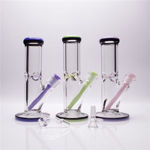 Tipe de tabagisme à double couleurs en verre droit transparent de 10 pouces avec 1 bol transparent 1 Color Bowl