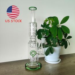 13,9-inch groene waterpijp-stijl bong met Zwitsers Perc en 18 mm vrouwelijk gewricht