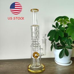 Bong estilo cachimba amarillo de 14 pulgadas con Swiss Perc y junta hembra de 18 mm