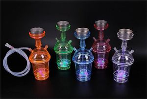 Narguilé vapro Led avec éclairage bleu vert rose Ensemble complet 1 Tuyau Narguilés shisha Vase en verre pipe à eau en verre type libre