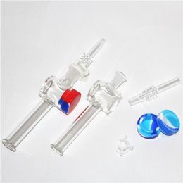 Hobeil Kit de nectar en verre de 10 mm 14 mm avec 7,5 pouces 5 ml de récipient en silicone Reclamer Keck Clips Pip à pointe NECTOR