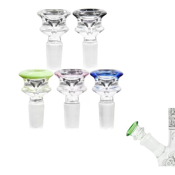 Narguilés 14mm 18mm bols en verre mâle coloré entonnoir épais sablier bol pour tuyau d'eau Dab Rig fumer accessoires