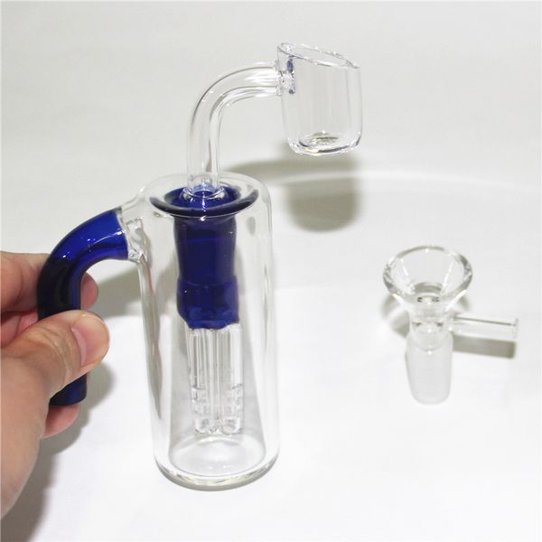 Hookahs 14 mm macho Glass Ash Catcher Bubbler con 4 Arm Tree Percolators Reclaim Catchers para bong cuarzo banger tazones de vidrio herramienta dabber néctar de silicona