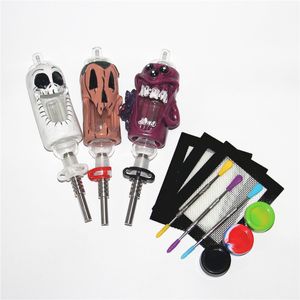 Hookahs Kits de néctar de 14 mm Accesorios para fumar en 3D Resina de dibujos animados con plataformas de aceite de paja de clavo de titanio pipa de vidrio accesorios de humo plataforma de dab