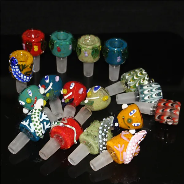 pipas de agua 14 mm Tubos de agua macho hembra Herb Slide Dab Pieces Glass Dry Bowl Tazones de tabaco para Bongs de vidrio