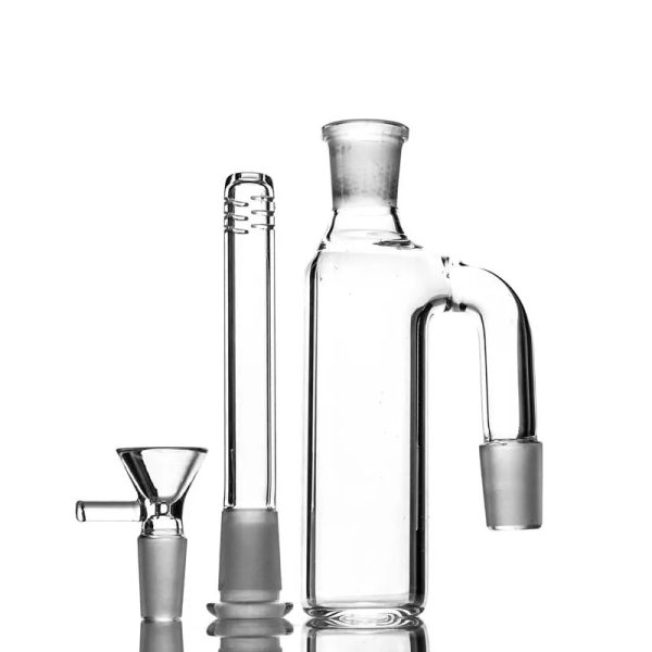 Narguilés 18mm cendrier tige inférieure perc ensemble 90 degrés capteurs de verre barboteur qualité cendrier dab plate-forme pour adaptateur bong ZZ