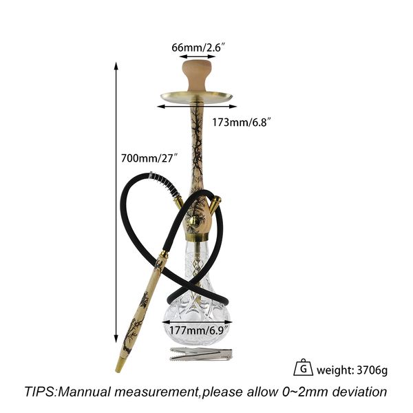 Hookahs 23 pulgadas 27 pulgadas Shisha de madera Fumar 4 Manguera Hookah Set Bong Tabaco Vidrio Dab Rig Portátil al por mayor