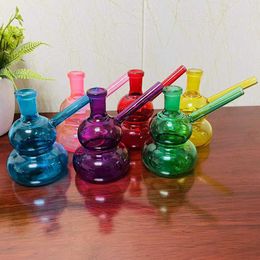 Narguilés 2pcs gourde forme verre brûleur à mazout arc-en-ciel main barboteur eau bong MiNi huile Dab Rigs fumer