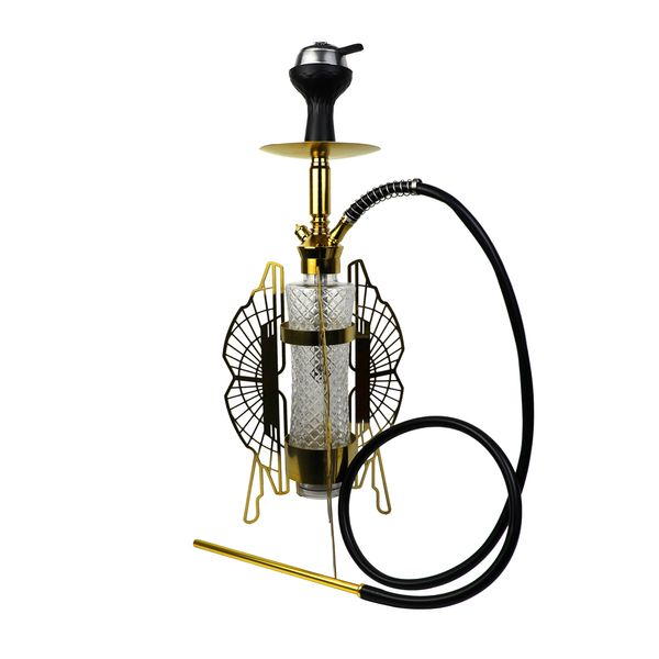 Narguilés 35 pouces 4pcs métal shisha fumer 2 tuyaux narguilé ensemble bong matériau en alliage de haute qualité tabac verre dab plate-forme portable en gros