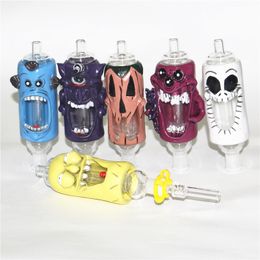 Narguilés 3D Résine Nectar avec 14mm Métal Nail Quartz Astuce Fumée Dab Collecteurs Mini Pipe En Verre Plate-Forme D'huile Bong