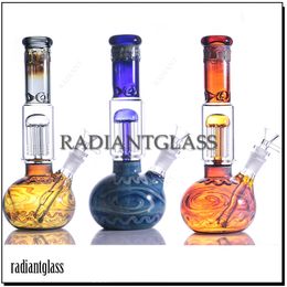 Boscush "Blue Enchantetress" Percolateur de printemps Bong deux bangs en verre épais à deux style pour fumée