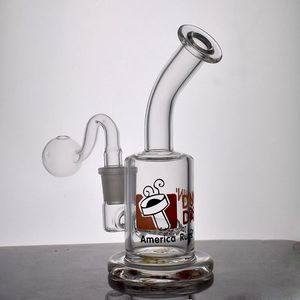 Hookahs 6 '' Vaso de vidrio Bong con percolador Copa Dunkin portátil Popular EE. UU. Reciclador para fumar Dab Rig con tubo de quemador de aceite macho de 14 mm