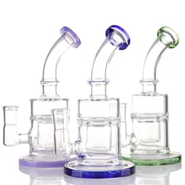 Cachimbas 7.5 "Jaula de pájaros Percolador Vidrio púrpura Dab Rig 14 mm Hembra Junta Bong de vidrio