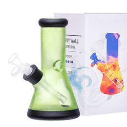 Narguilés 8 pouces Bécher Verre Bong Dab Rig En Gros Givré Mini Dab Rigs Avec Boîte Silicone Tabac Conduites D'eau