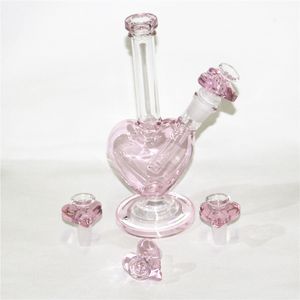 narguilés 9 pouces en forme de coeur verre pipe à eau bong avec bol coulissant pièce barboteur bongs 14,4 mm joint dab plate-forme pétrolière