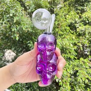 Waterpijpen Accessoires Purple Skull Design Glazen Bong Waterpijpen Bubbler Mini Handpijp Oil Burner Rig