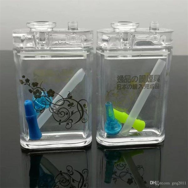 Narguilés Étui à cigarettes en verre acrylique narguilé Accessoires de bongs en verre en gros, conduite d'eau en verre