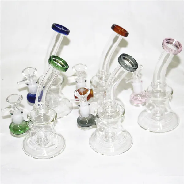 Narguilés Beecomb Perc Percolateur Bongs En Verre 14mm Joint Conduites D'eau Mini Plates-formes Pétrolières Petit Dab Rig Bleu Rose Violet Clair Avec Bol