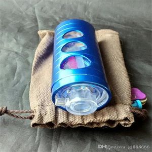 Narguilés Tuyaux en acier inoxydable creux bleus Accessoires pour bangs en verre Pipes à fumer en verre colorées mini