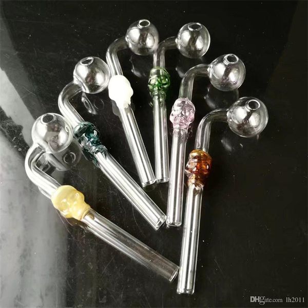 Accesorios para cachimba de vidrio con olla curva larga de color hueso, Bongs de vidrio al por mayor, Vidrio para quemador de aceite