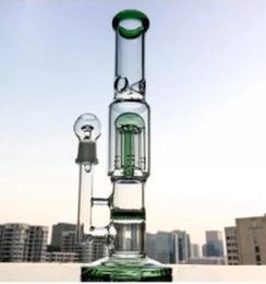 Narguilés Bong épais barboteur verre vert conduites d'eau amovible tube droit recycleur plate-forme pétrolière 11,8 pouces