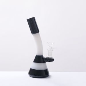 narguilés barboteur borosilicate recycleur verre Bong plate-forme pétrolière noir et blanc machine à bulles bong 8,2 pouces de hauteur