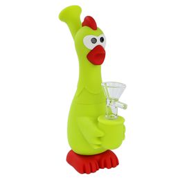 Narguilés Bangs en silicone de qualité en forme de poulet avec bol en verre Accessoires pour tabac Dab Rig