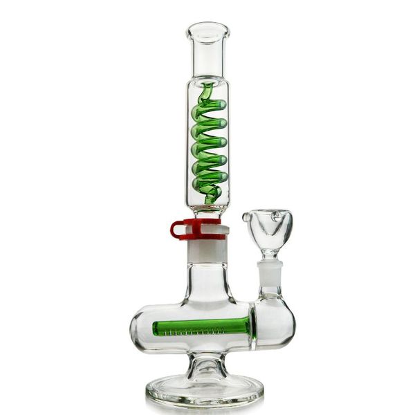 Narguilés Condenseur Bobine congelable Diffuse Downstem Construire un Bong Inline Perc avec bol et 1 taille 29 clips 11 pouces 14,5 mm Joint femelle 3 mm d'épaisseur