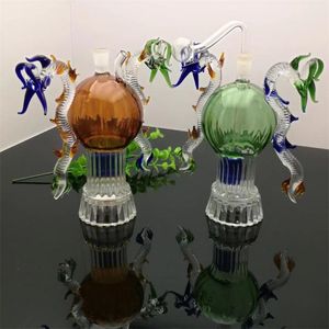 Narguilés Double dragon bouteille d'eau en verre Bongs en verre Brûleur à mazout Pipe à eau en verre Plates-formes pétrolières Fumer des plates-formes